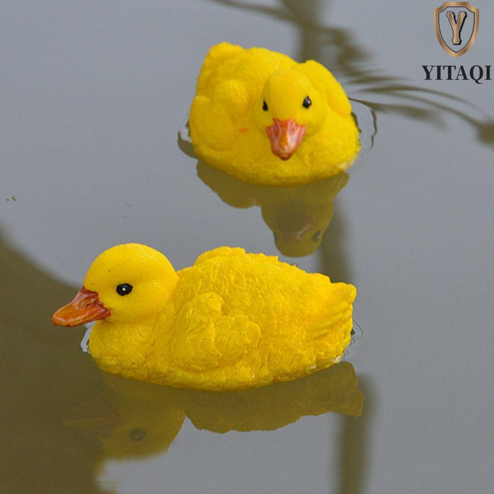 YITAQI 1 Cặp Tượng Vịt Nổi, Nhựa Vàng Nhỏ Hình Tượng, Hàng Thủ Công Hiện Đại Dễ Thương Chống Thấm Nư