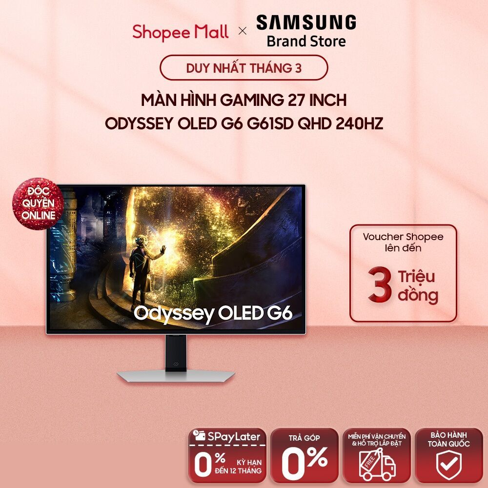 [FREE SHIP] Màn Hình Gaming Samsung 27 Inch Odyssey OLED G6 G61SD QHD 240Hz LS27DG610SEXXV
