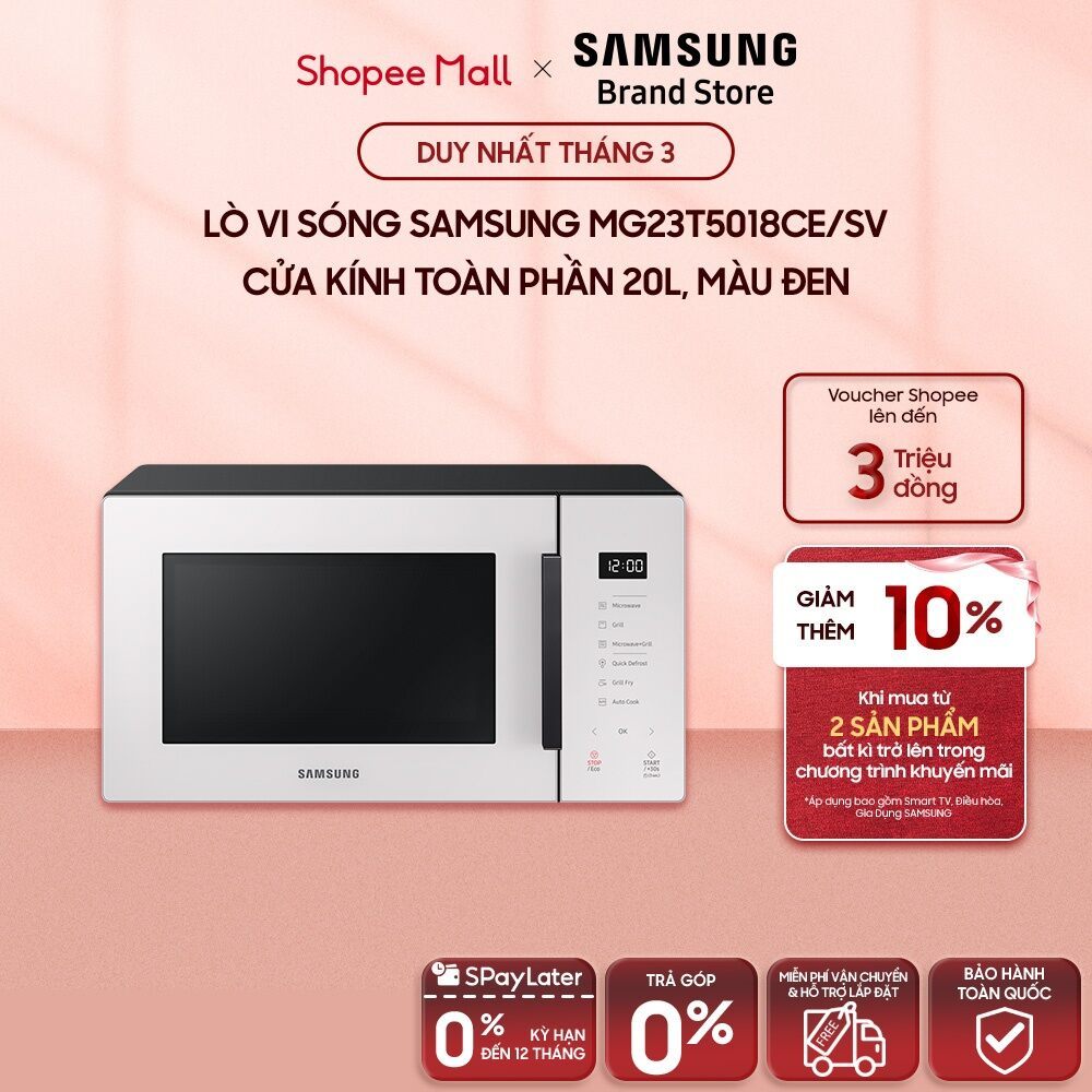 [MIỄN PHÍ VẬN CHUYỂN] Lò vi sóng tráng men Samsung Bespoke Dòng nướng 23L MG23T5018CE/SV