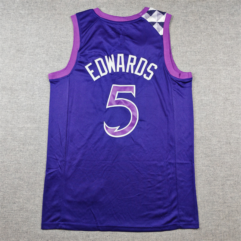 Nam Màu Tím Đồng Phục Bóng Rổ Thêu Rừng Sói Edwards Logo