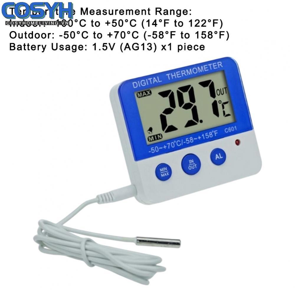 <cosyh>Fridge Thermometer Four Button Control Large Display Dual Alarm System