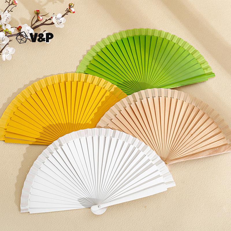 V & P 1PC Phong Cách Vintage Cầm Tay Gấp Quạt Gỗ Màu Nguyên Chất Khiêu Vũ Hiệu Suất Đạo Cụ Tùy Chỉnh