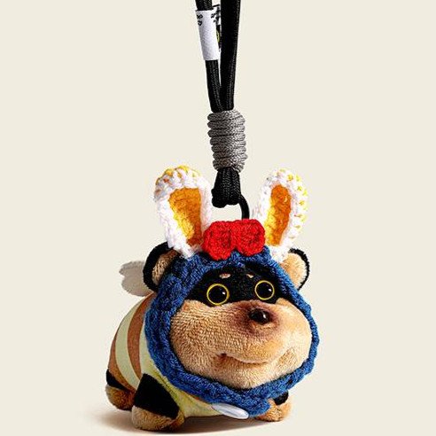 Bee Puppy Bag Package Pendant Girls' Plush Doll Keychain Backpack Schoolbag Pendant Little Doll EGFi