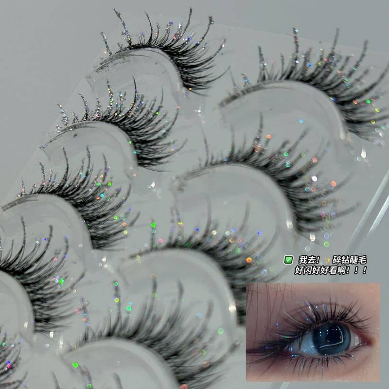 Mermaid Thai Style Diamond in the Debris Eyelash Beauty Fried Colorful Crystals Eyelash Flashing to 