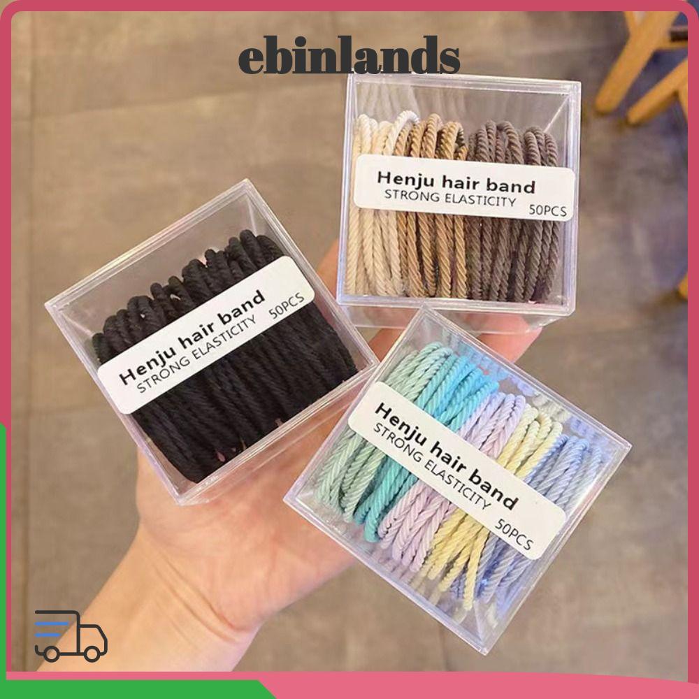 NOVOCT 50 Dây Buộc Tóc, Dây Buộc Tóc Twill Co Giãn Mạnh, Dây Buộc Tóc Màu Kẹo Dễ Thương