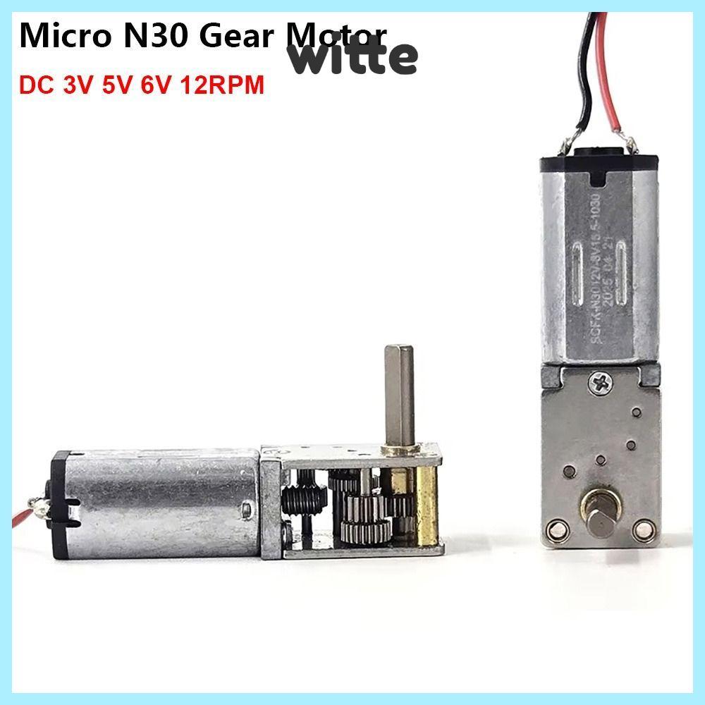 WITTE 1 Chiếc Động Cơ Bánh Răng Micro N30, Động Cơ Hộp Số Mini DC 3V 5V 6V 12RPM, Động Cơ Giảm Trục 