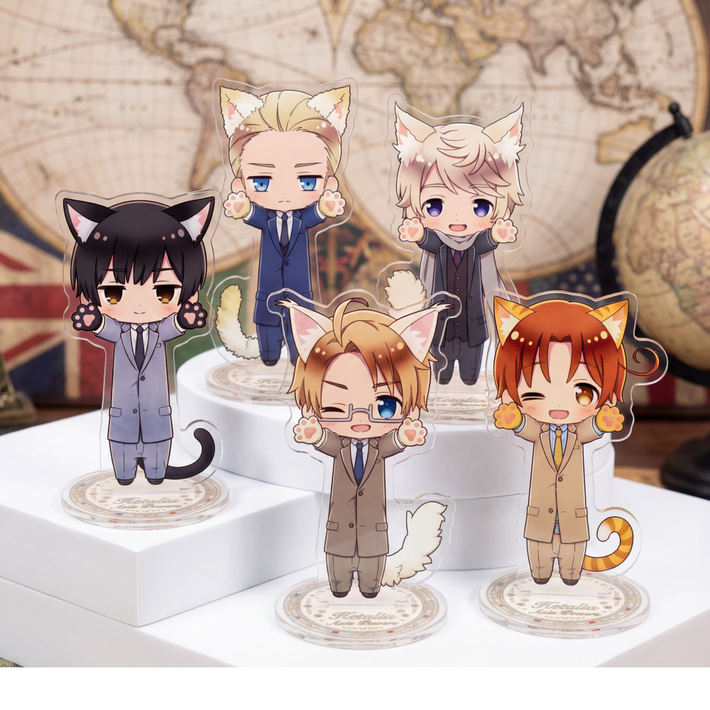Hetalia: Axis Powers Cat Ear Chibi Acrylic Stand 10cm | USA UK France Germany Italy Cute Anime Figur