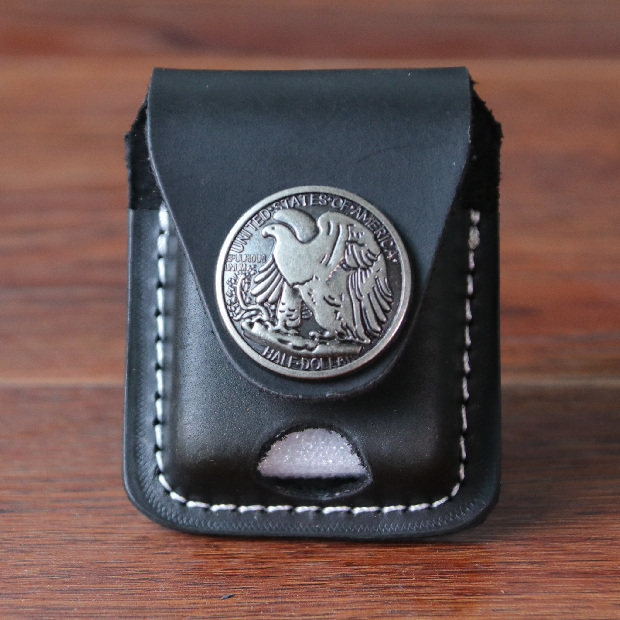 Snap Leather Lighter Leather Case zippo Máy dầu hỏa thông thường Vỏ bảo vệ huy hiệu da bò dày đa năn