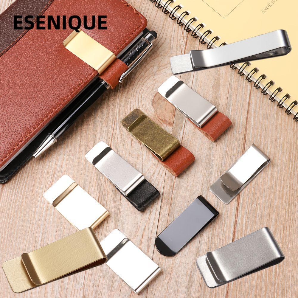 ESENIQUE Kẹp thép không gỉ Văn phòng phẩm Thư mục bút bằng đồng tiện lợi di động