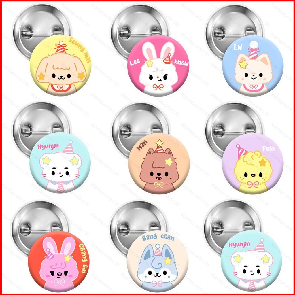 ST1 STRAY KIDS Lee Biết Tinplate Huy Hiệu Trâm Cài Hoạt Hình SKZOO JINIRT BbokAri Stars Ngoại Vi TS1