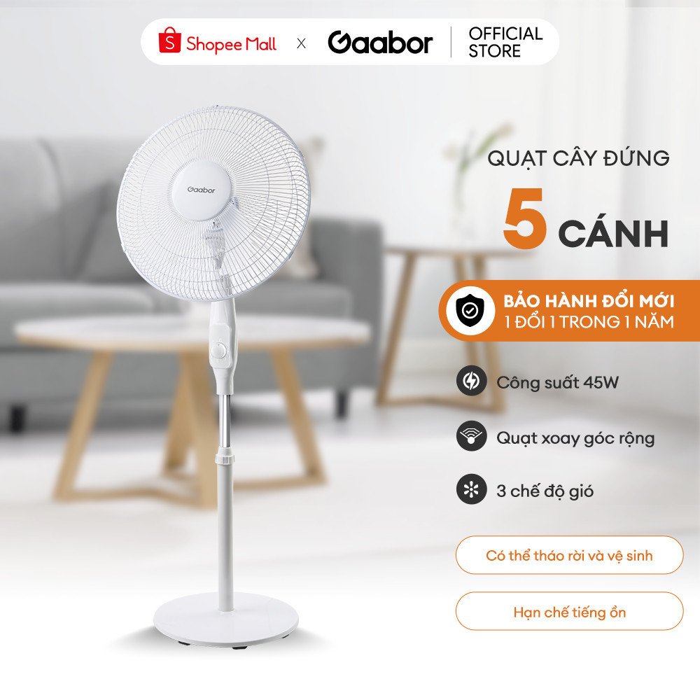 Quạt cây đứng Gaabor FM430M-WH05A xoay tự động tuần hoàn có 3 chế độ gió tùy chỉnh - Hàng chính hãng
