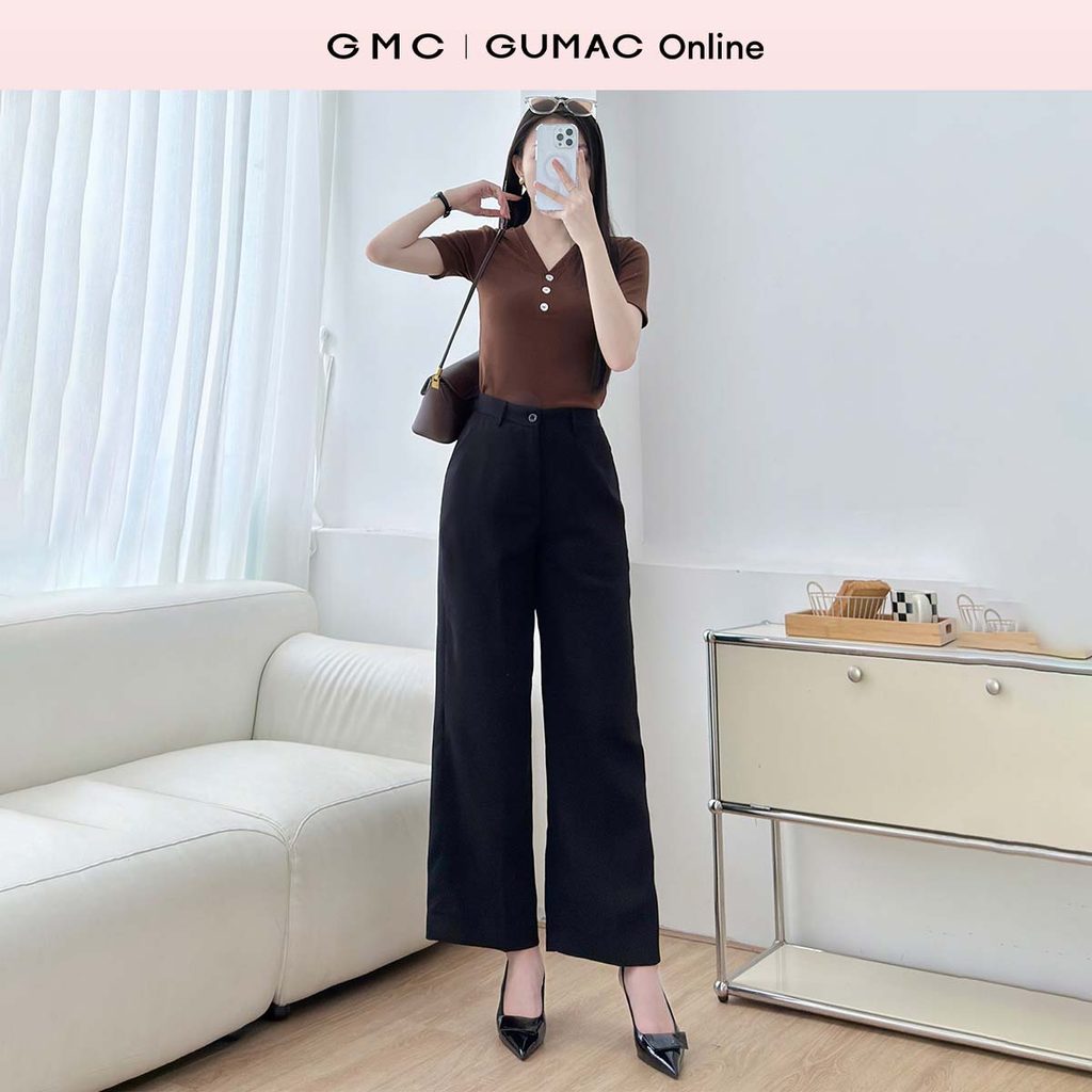Quần tây nữ ống rộng túi xéo thời trang GUMAC QE12019 - QF06048