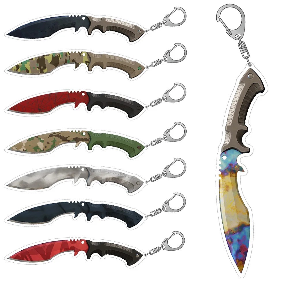 Móc khóa Mica Acrylic mô hình dao Kukri Knife game CS2 CSGO skin Fade Case Hardened Slaughter trang 