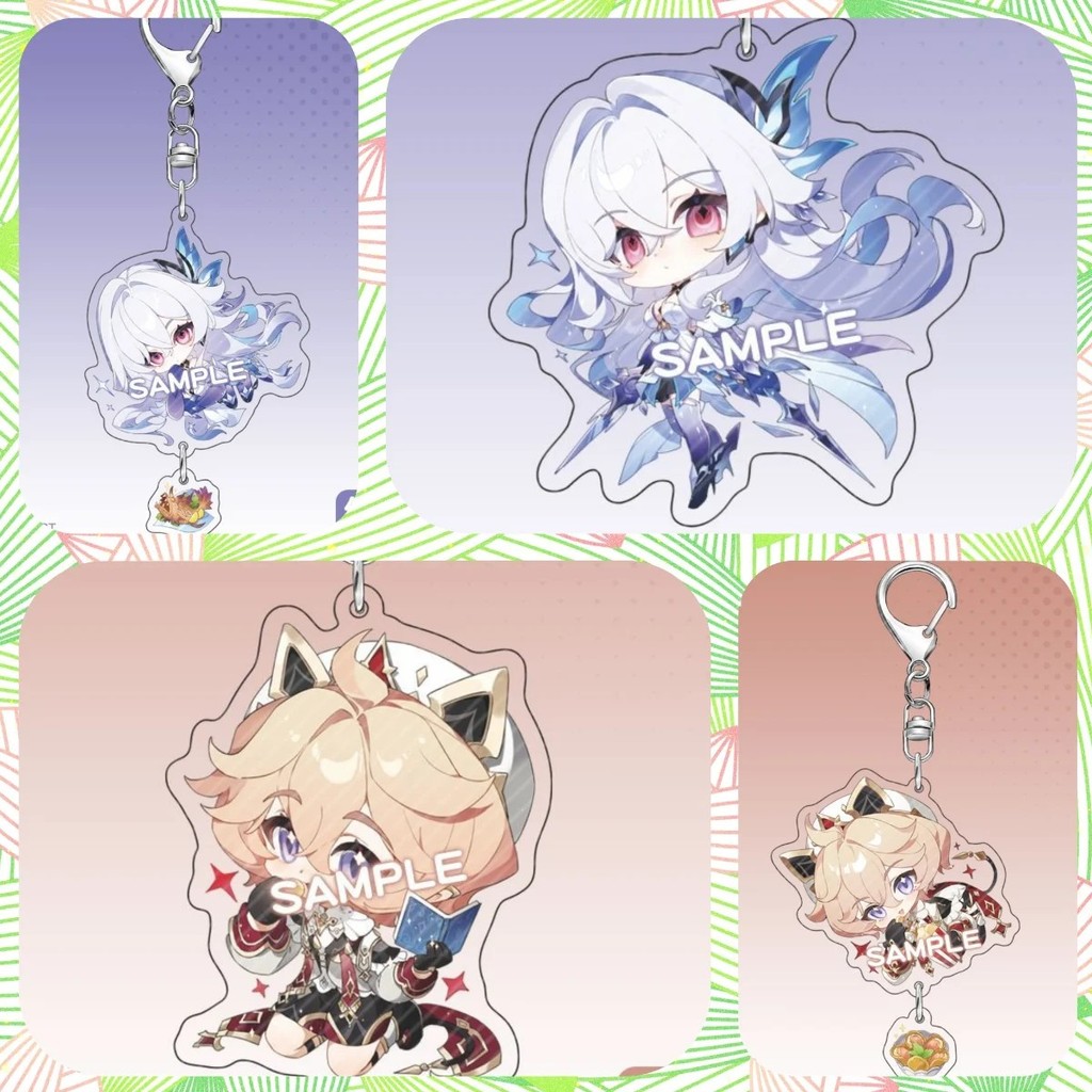 Móc khóa Genshin Impact Skirk Dahlia Chibi Mica Acrylic trong suốt phụ kiện Anime trang trí cặp sách