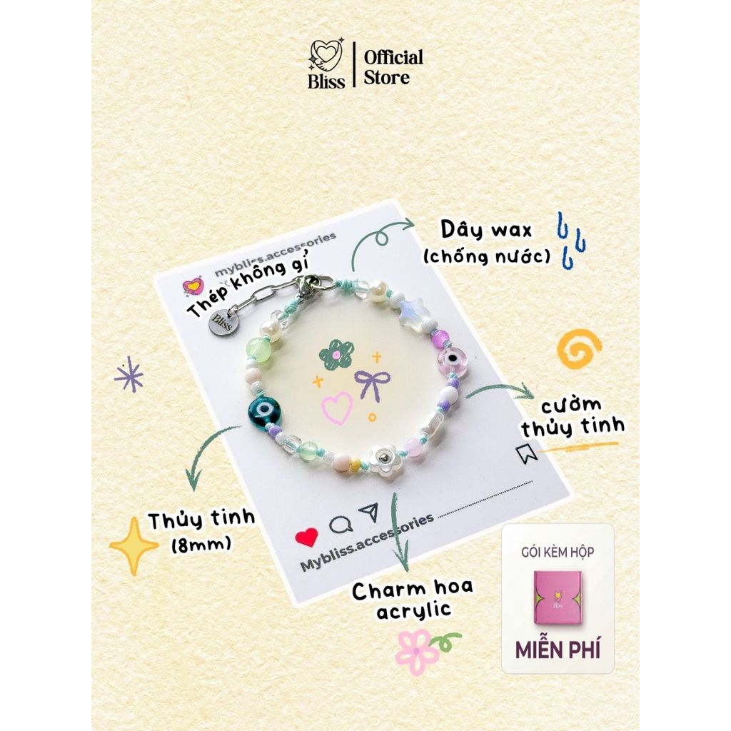 [VÒNG TAY] "Điệu Đà" - VER 2 - mix 2  Evil Eye thủy tinh Bliss Accessories - Phụ Kiện handmade