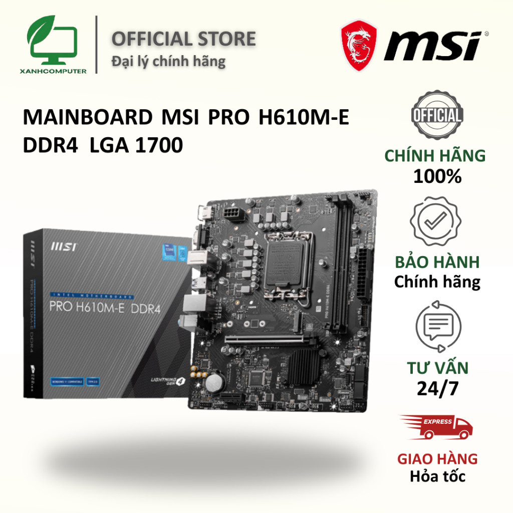Mainboard MSI PRO H610M-E DDR4  LGA 1700  NEW Hàng chính hãng