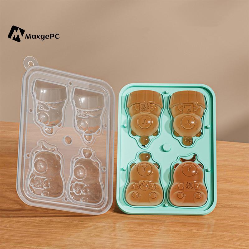 [Max-t] 4 Khuôn Silicon Hình Capybara Liên Tiếp Hoạt Hình Động Vật Bánh Sô Cô La Khuôn Kẹo Pudding I