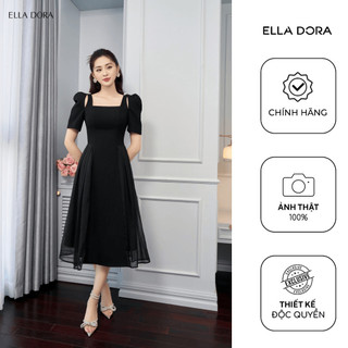 Đầm nữ ELLA DORA form ôm cổ vuông phối tơ nhẹ dáng gọn thiết kế thanh lịch sang trọng [D103]