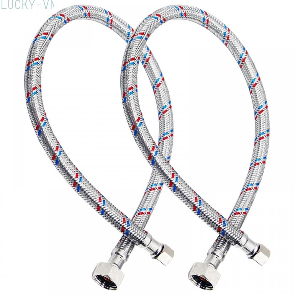 Bathroom Kitchen Sink Faucet Silver Sink Faucet 16in/24in/32in 2Pcs Faucet Hose