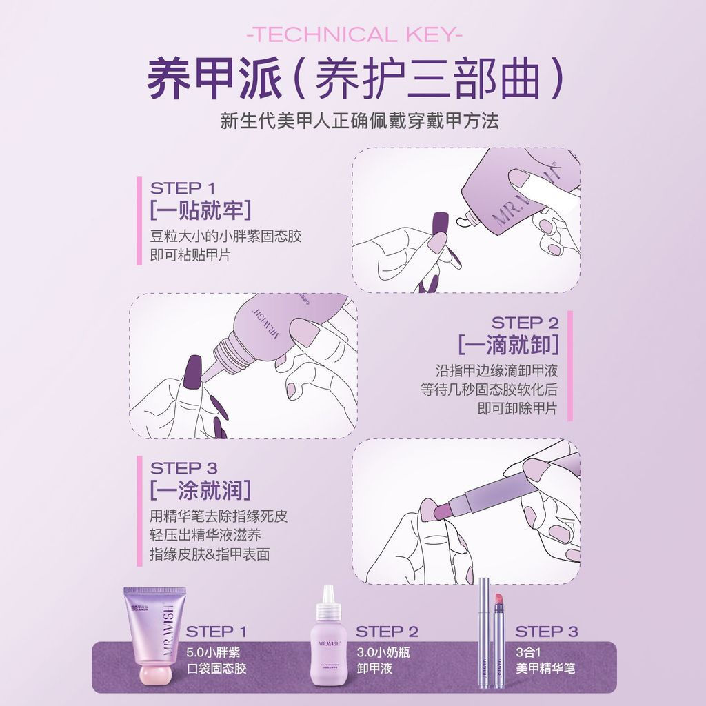 New Product#MR.WISH/Mr. Wish Little Fat Purple Wearable Nail Solid Glue Special Nail Art Lamp Firm A