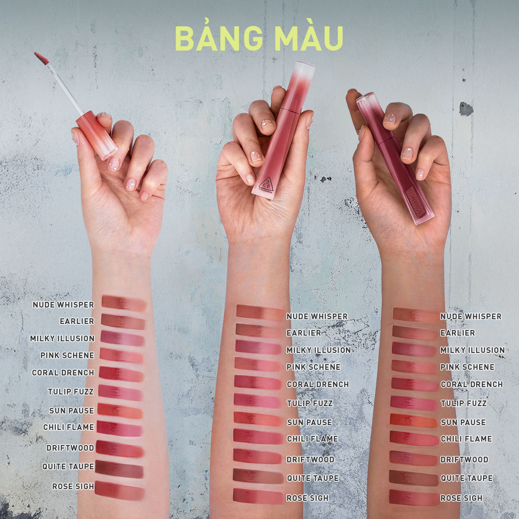 Son Tint Hiệu Ứng Pha Lê 3CE Misty Lip Bare Mỏng Nhẹ Trong Veo, Bền Màu, Mịn Mượt, Không Bết Dính | BigBuy360 - bigbuy360.vn