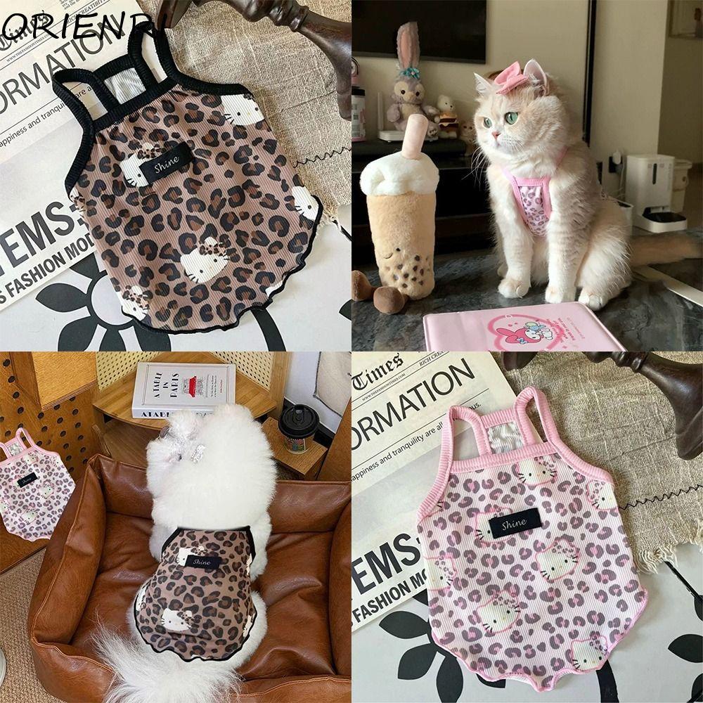 Quần Áo Thú Cưng ORIENRI, Da Báo Kitty Ice Silk Spice Girls Wind Suspenders, Vải Mềm Điều Chỉnh Nhiệ