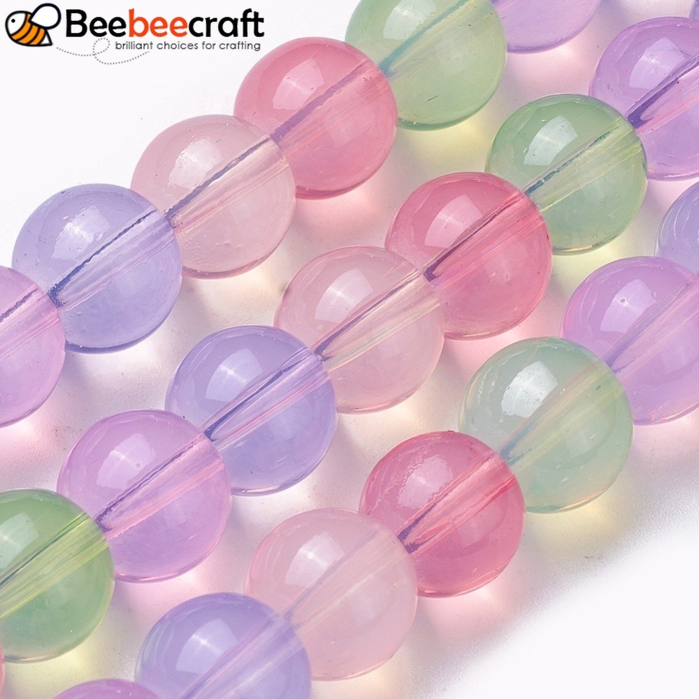 Dây chuyền Opalite hạt tròn màu hỗn hợp, lỗ 10mm, 38 viên/sợi (35,5cm)