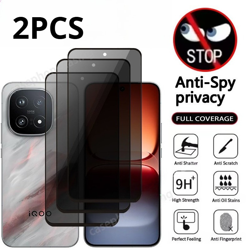 1-2 Chiếc Kính Cường Lực Chống Gián Điệp Cho iQOO U6 U5x U5e U5 Bảo Vệ Màn Hình Cạnh Đen Riêng Tư Ch