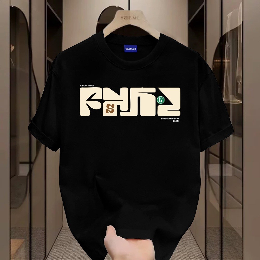 ✨Hàng có sẵn✨WASSUP Printed pattern -Áo thun nam mới 100% cotton, thời trang, Unisex