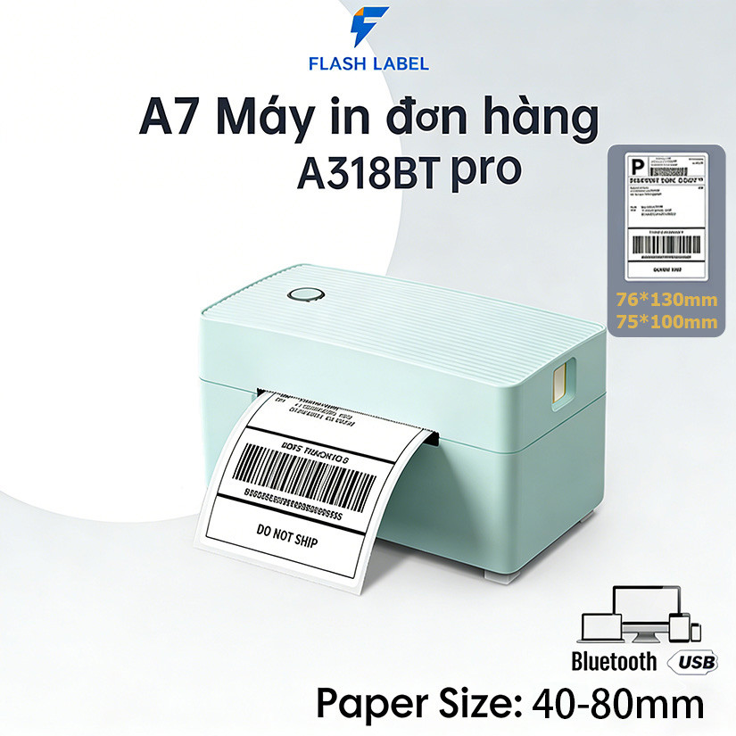 máy in nhiệt đơn hàng FlashLabel 318pro In từ A7 Điện thoại khô máy in đơn…