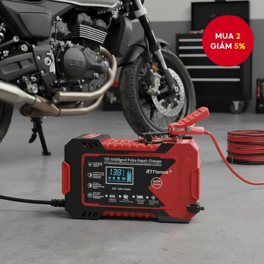 Bộ sạc và bảo dưỡng pin ô tô 12V 4Ah-100Ah với chức năng bù nhiệt độ và khử sulfat