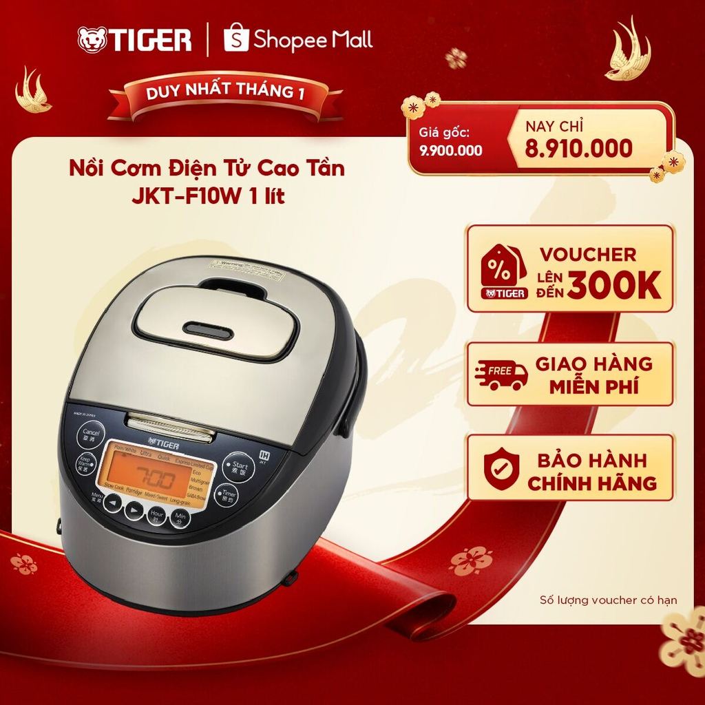 Nồi Cơm Điện Tử Cao Tần Tiger JKT-F10W 1 lít - Hàng chính hãng