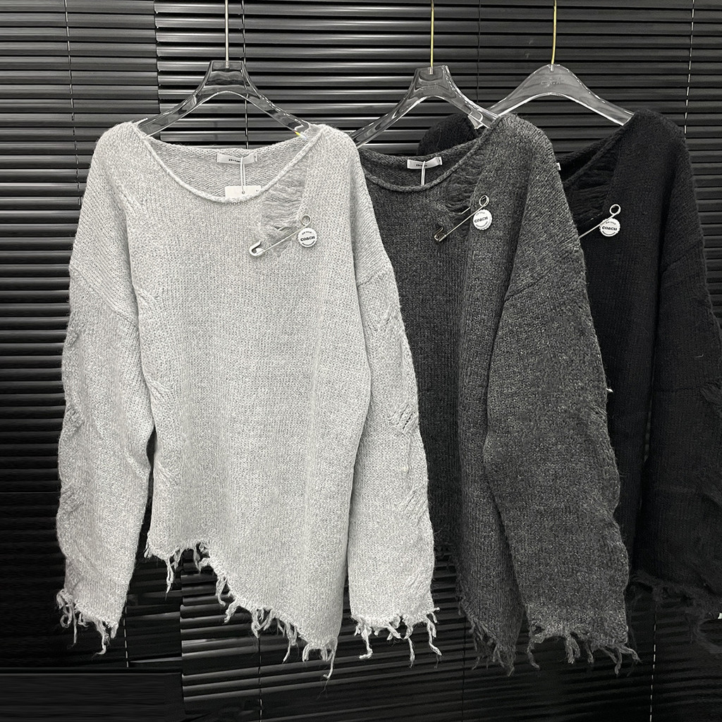 N286 2025Early Autumn New Style Lazy Casual Retro Fashionable Design Loose Irregular Tassel Knitted 