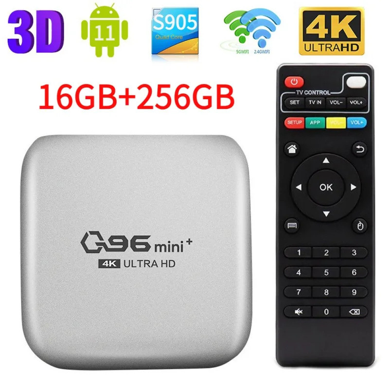 Q96mini plus Smart TV Amlogic Box S905L 5G Wi-Fi UHD 4K HDR10 H. 256 16GB 256GB Android 2023 media p