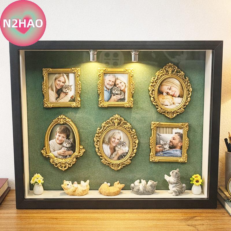 N2HAO DIY Museum Silhouette Box, Familyand Memory Photo Display Case Frame Silhouette Box có đèn n