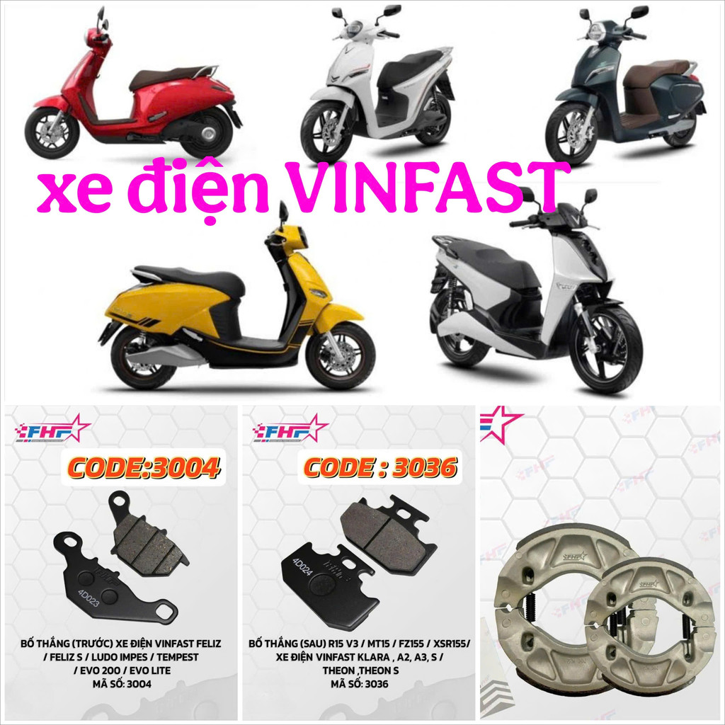 BỐ THẮNG MÁ PHANH XE MÁY ĐIỆN VINFAST KALA A2,A3,S , THEON S ,FELIZ S , LUDO IMPES , TEMPEST , EVO 2
