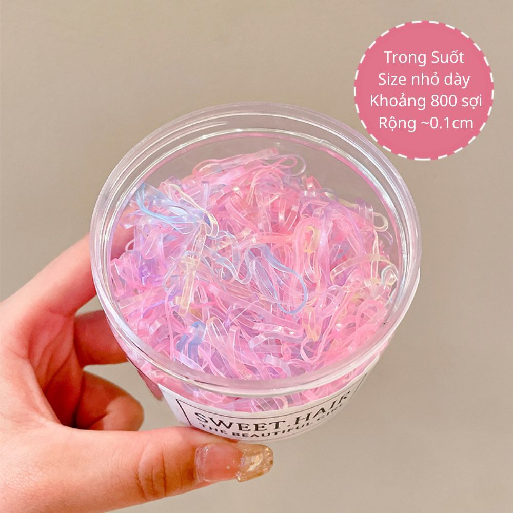 Thun Buộc Tóc Trong Suốt & Đen Size Nhỏ Dày ~800 Sợi – Dây Thun Buộc Tóc Không Đau