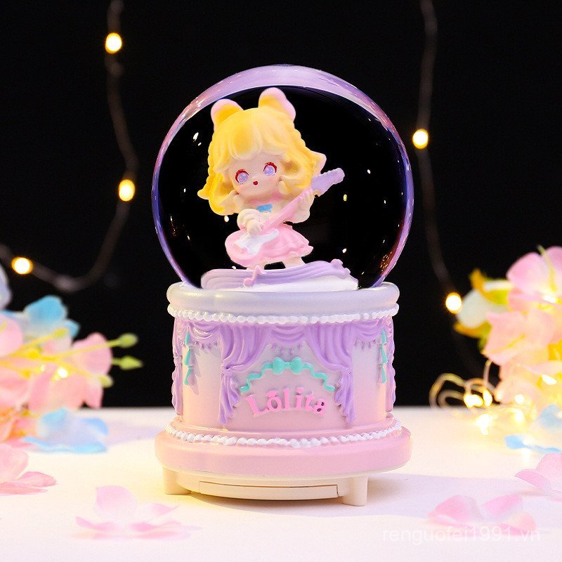 Same Style Modern Girl Crystal Ball Music Box Glowing Ornament Girl's Holiday Gift Best Friend's Bir