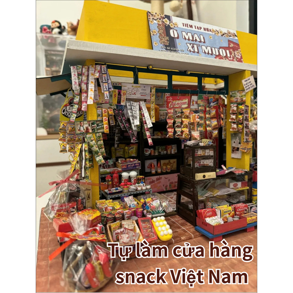Tiệm bánh snack Việt Nam Đồ chơi mô hình lắp ráp DIY Kiến trúc trí tuệ Nhà nhỏ Việt Nam