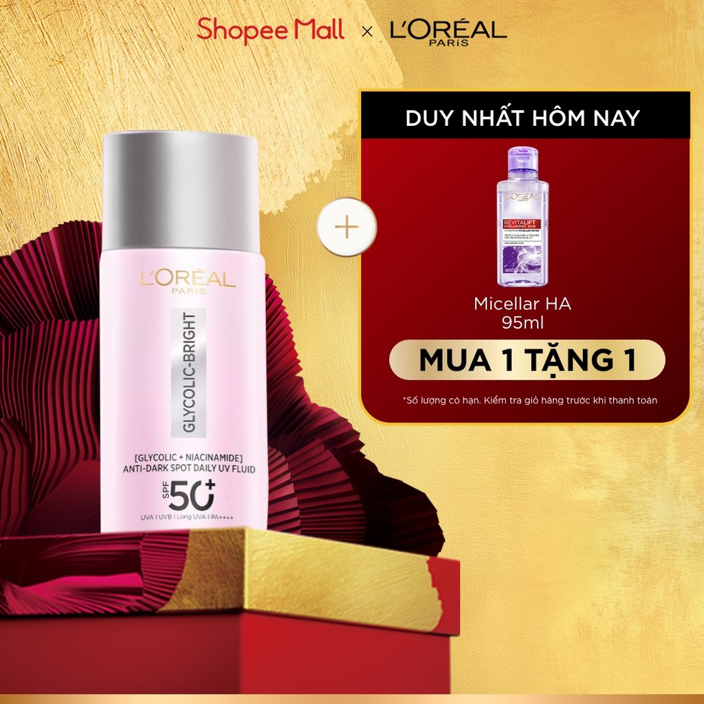 Sữa chống nắng phổ rộng mỏng nhẹ bảo vệ da và dưỡng sáng mờ thâm nám Glycolic Bright Anti-Dark Spot 