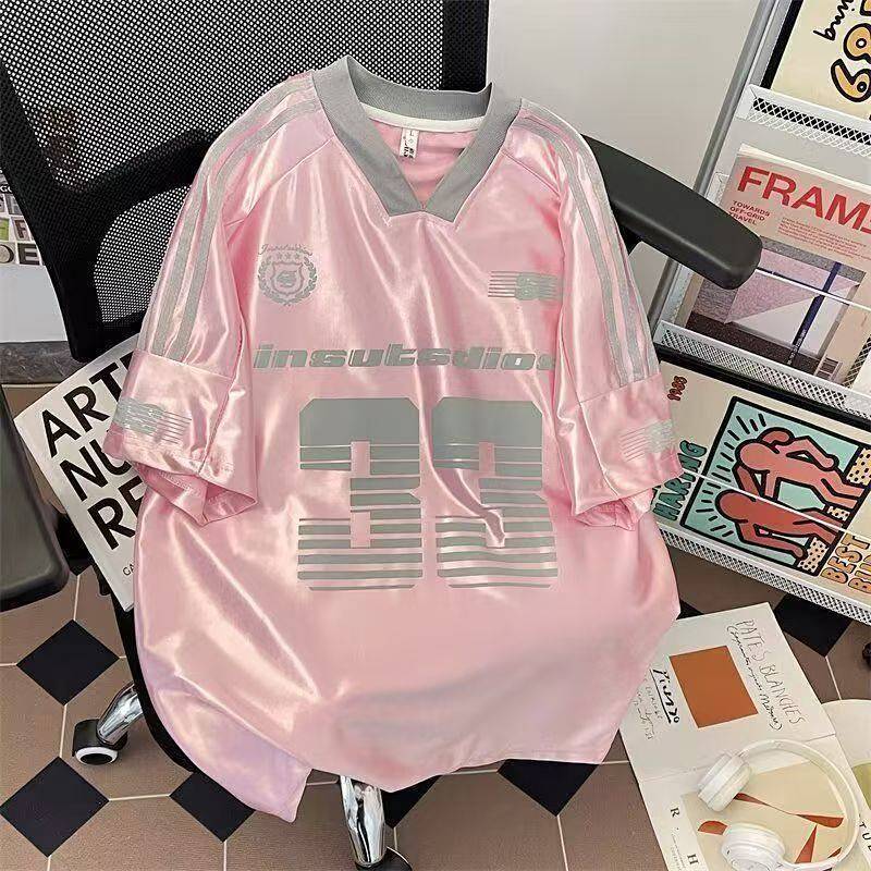 Jersey American Retro V-neck Digital 33 Short Sleeve Jersey Top Simple Quick-Drying Breathable Sport