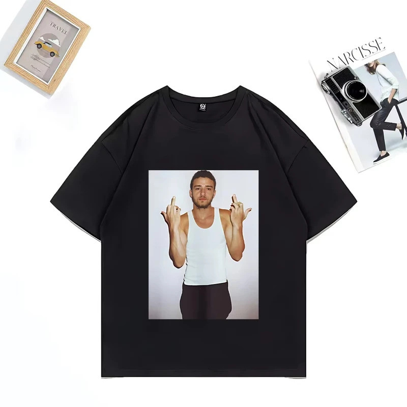 Vintage Hip Hop Dạo Phố Áo Thun Cotton Tay Ngắn Cho Nam Nữ Justin Timberlake In Crop Top