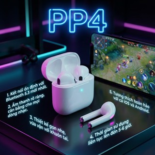 Tai Nghe Bluetooth 5.3 Không Dây Mini Pro4 Tws chống nước, chống ồn, chơi game âm thanh sống động