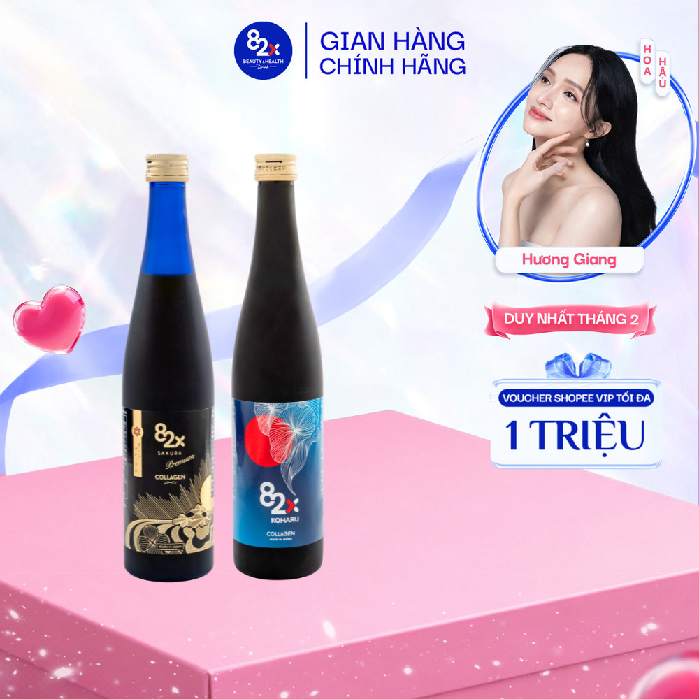 Combo 1 Chai Nước uống 82X Collagen Sakura & 1 Chai 82X Collagen Koharu 500ml/Chai