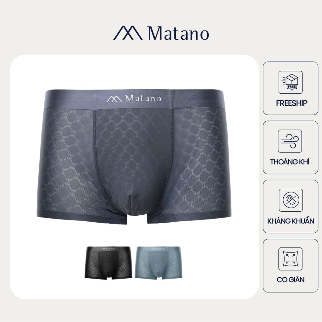 Quần Lót Boxer Nam Lụa Băng Thông Hơi Hoạ Tiết MATANO QL069 mềm mại, co giãn thoải mái, thoáng khí