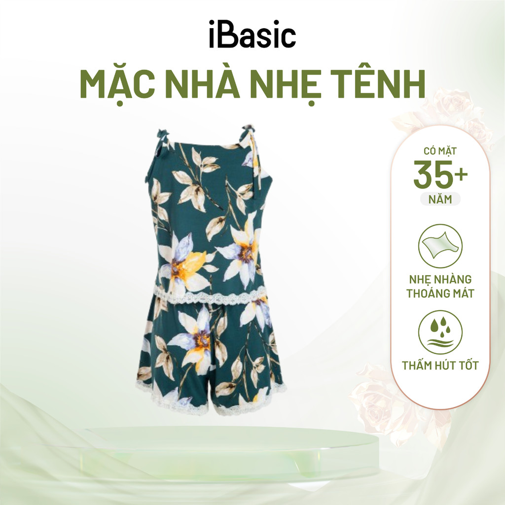Đồ bộ đồ mặc nhà nữ iBasic thun lạnh quần đùi hai dây hoạ tiết HOMY047