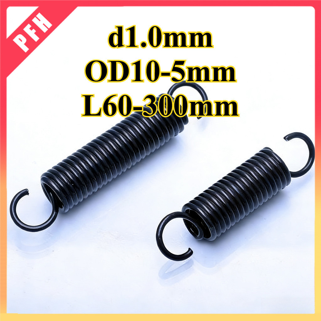 Lò xo căng / lò xo d = 1.0mm, OD10 / 12 / 15mm, L = 60-300mm lò xo căng thẳng có móc, áp dụng cho cử