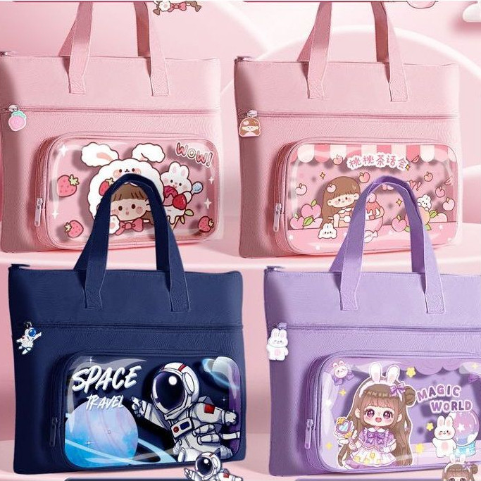 Túi Học Thêm Túi Xách Dáng Ngang Kèm Túi Trong Hoạt Hình H155