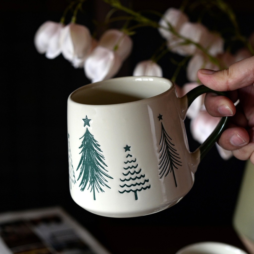 Christmas tree ceramic mug for home office coffee cup milk cup pine cup breakfast cup