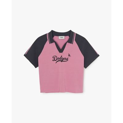 MLB - Áo croptop nữ cổ bẻ tay ngắn Varsity_3FKPV0663-07PKM